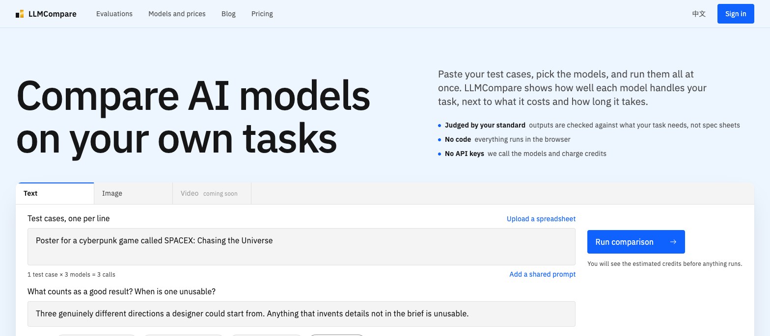 LLMCompare homepage