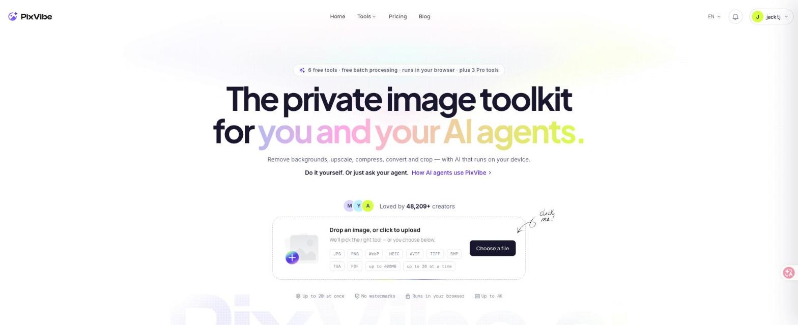 PixVibe homepage