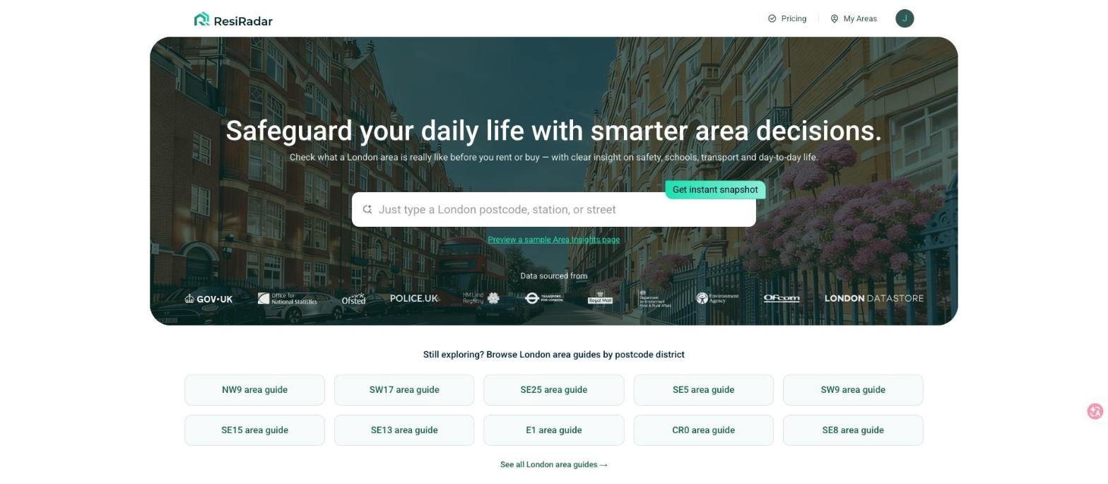 ResiRadar homepage